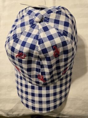 NWT Universal Thread Blue & White Gingham Baseball Hat With Lobsters OS